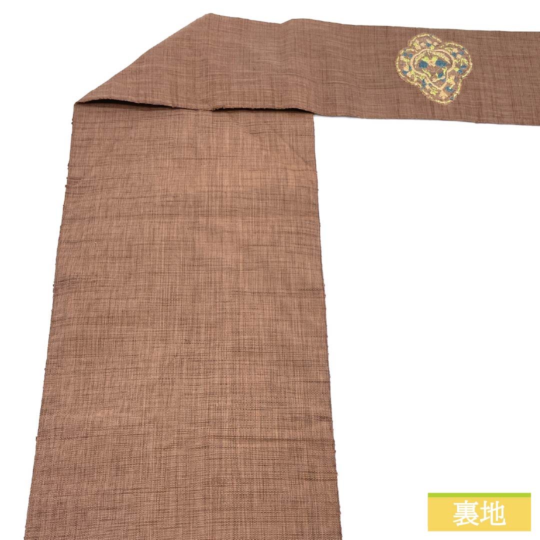 名古屋帯 丹柄茶色(たんがらちゃいろ) 唐織 更紗模様 帯丈350cm 正絹 Sランク ポイント柄 カジュアル 茶系 1124006912314 名古屋仕立て