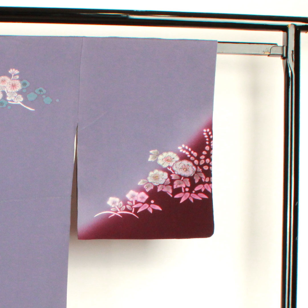 Homongi (formal kimono) Length 157.5cm Sleeve length 63cm Brown Chrysanthemum Plum Pure silk S rank Purple 1112001562320