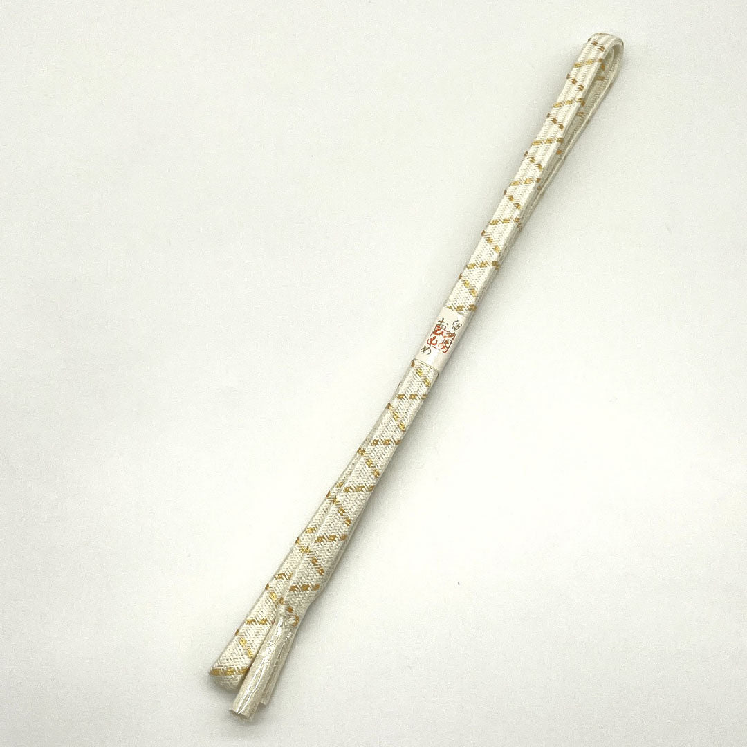(新古品) 帯締め・帯揚げセット 正絹 NEWランク 白色(しろいろ) 古典柄 流水 花 長さ約156cm 幅約1.4cm フォーマル 白系 1141000481311