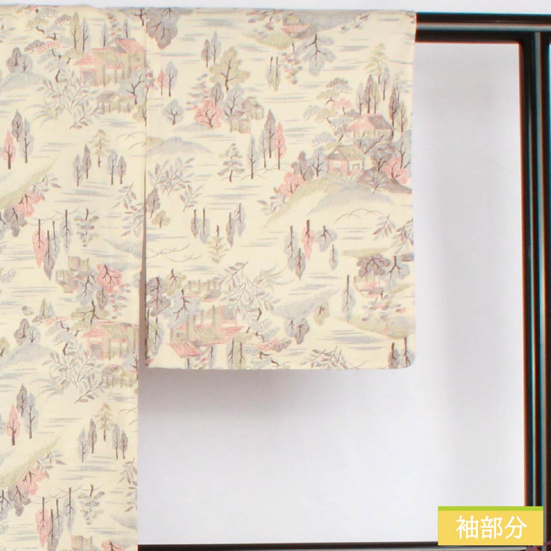 Komon, pure silk, length 157.5cm, sleeve length 64cm, single layer, off-white, Chayatsuji, S rank, white, 1115005292311