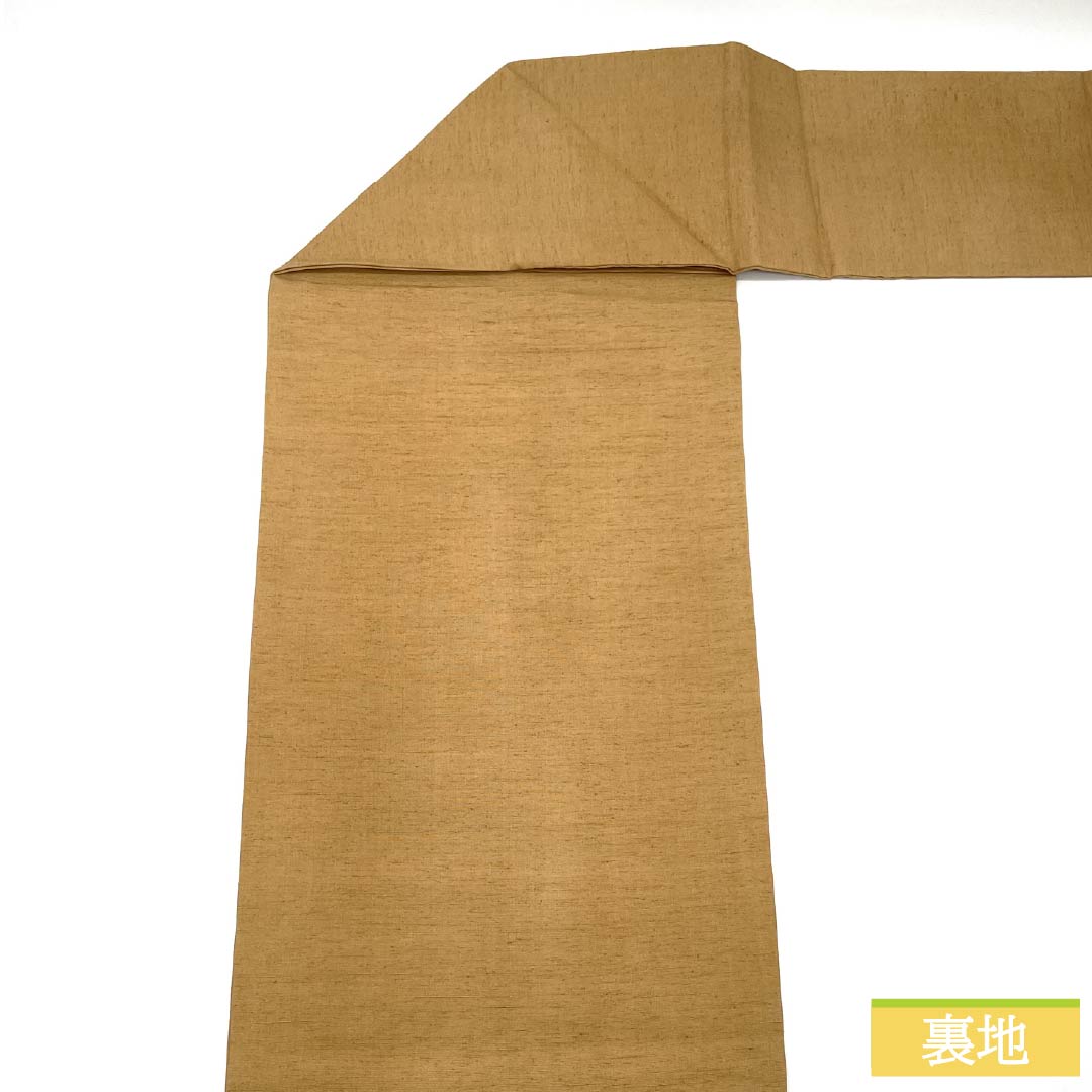 Nagoya Obi, Pure Silk, S-Rank, Pale Fallen Leaf Color (Usukuchibairo), Tsumugi Fabric, Dyed Obi, Chrysanthemum Design, Pointed Pattern, Casual, Brown, 371cm Long, Product Number: 1124009812314, Nagoya Style