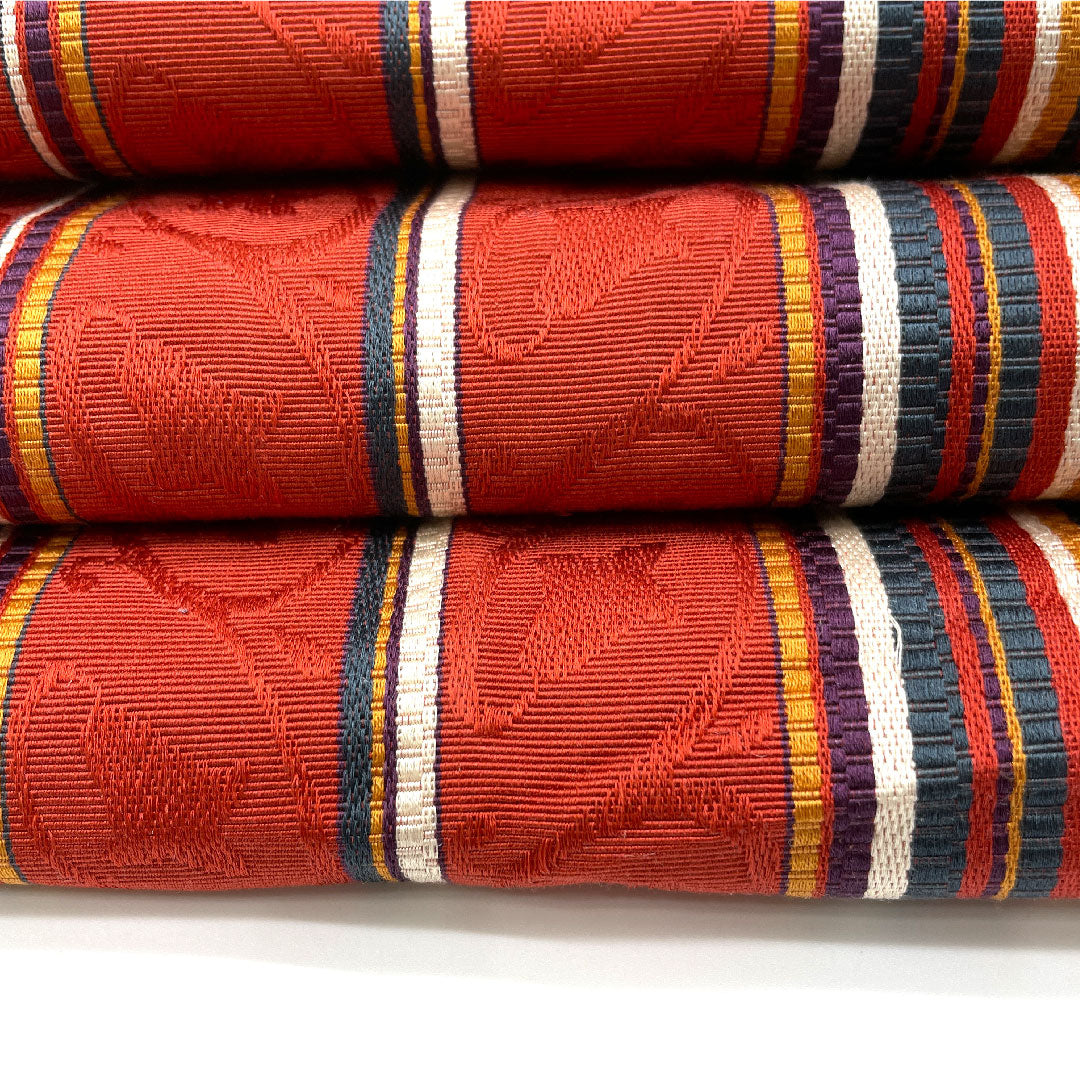 Half-width obi, striped, obi length 348cm, pure silk, red, A rank, 1125000143912