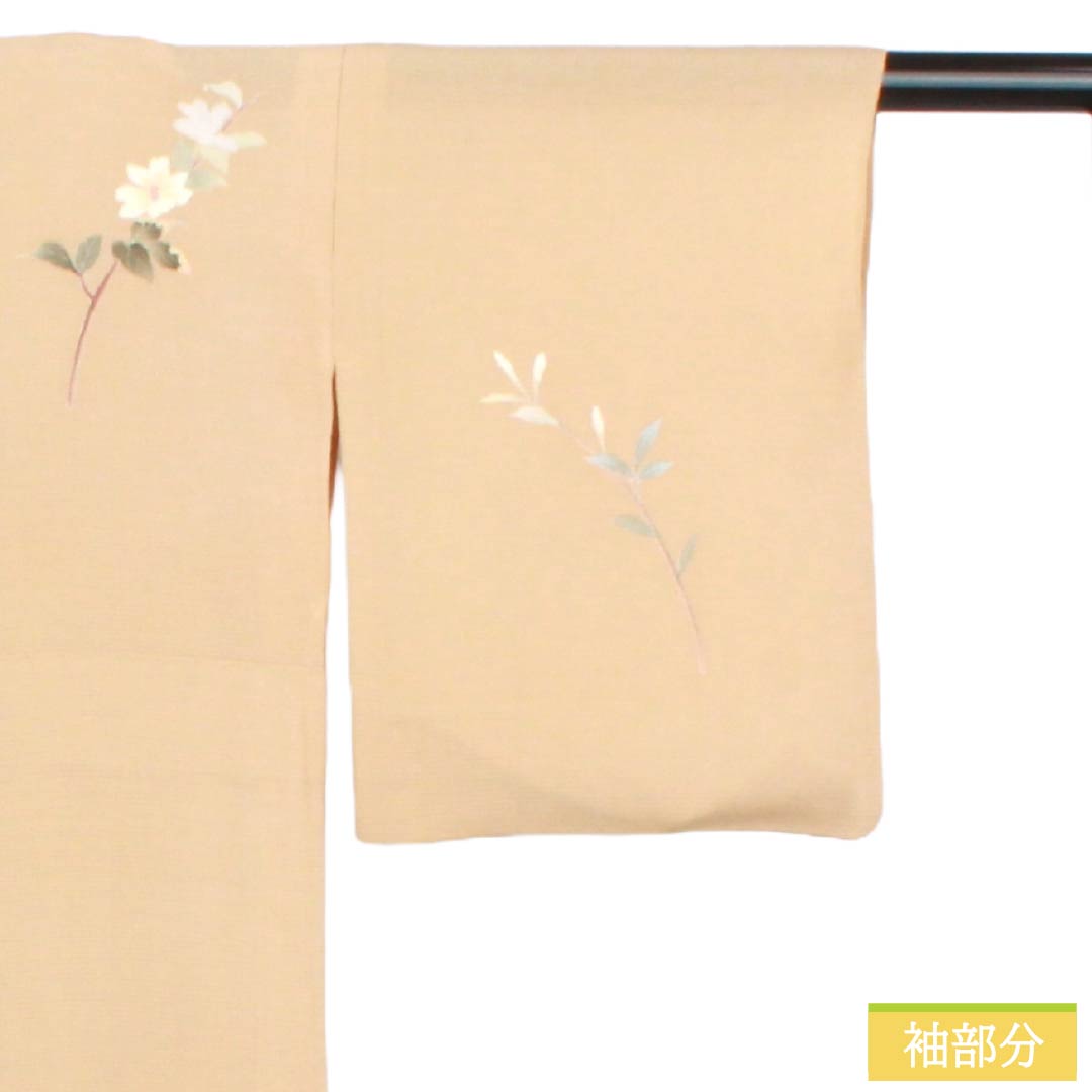 夏物 正絹 付下げ Sランク 身丈150.5cm 裄丈62cm 丁子色(ちょうじいろ) 南克治 加賀友禅 一つ紋 絽 ベージュ系 1132005062125