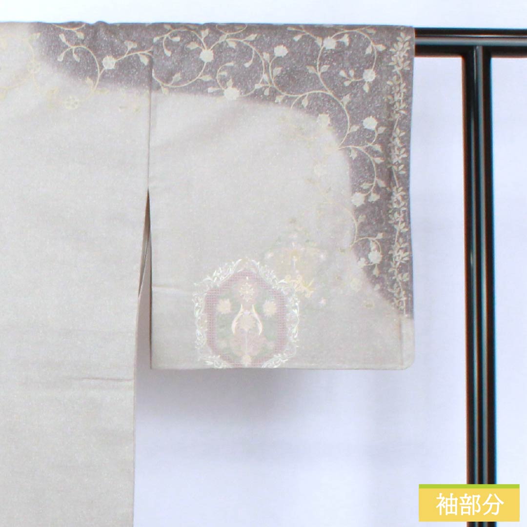 訪問着 正絹 Sランク 袷 身丈164.5cm 裄丈64.5cm 絹鼠色(きぬねずいろ) 蘇州刺繍 汕頭刺繍 抽象模様 グレー系 1112006422422