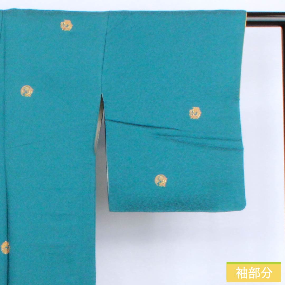 Komon (small pattern) kimono, pure silk, length 165cm, sleeve length 66.5cm, lined, Nandouiro (nandou-iro) with floral wreath, Kyoto Yuzen, S rank, blue, 1115006282517