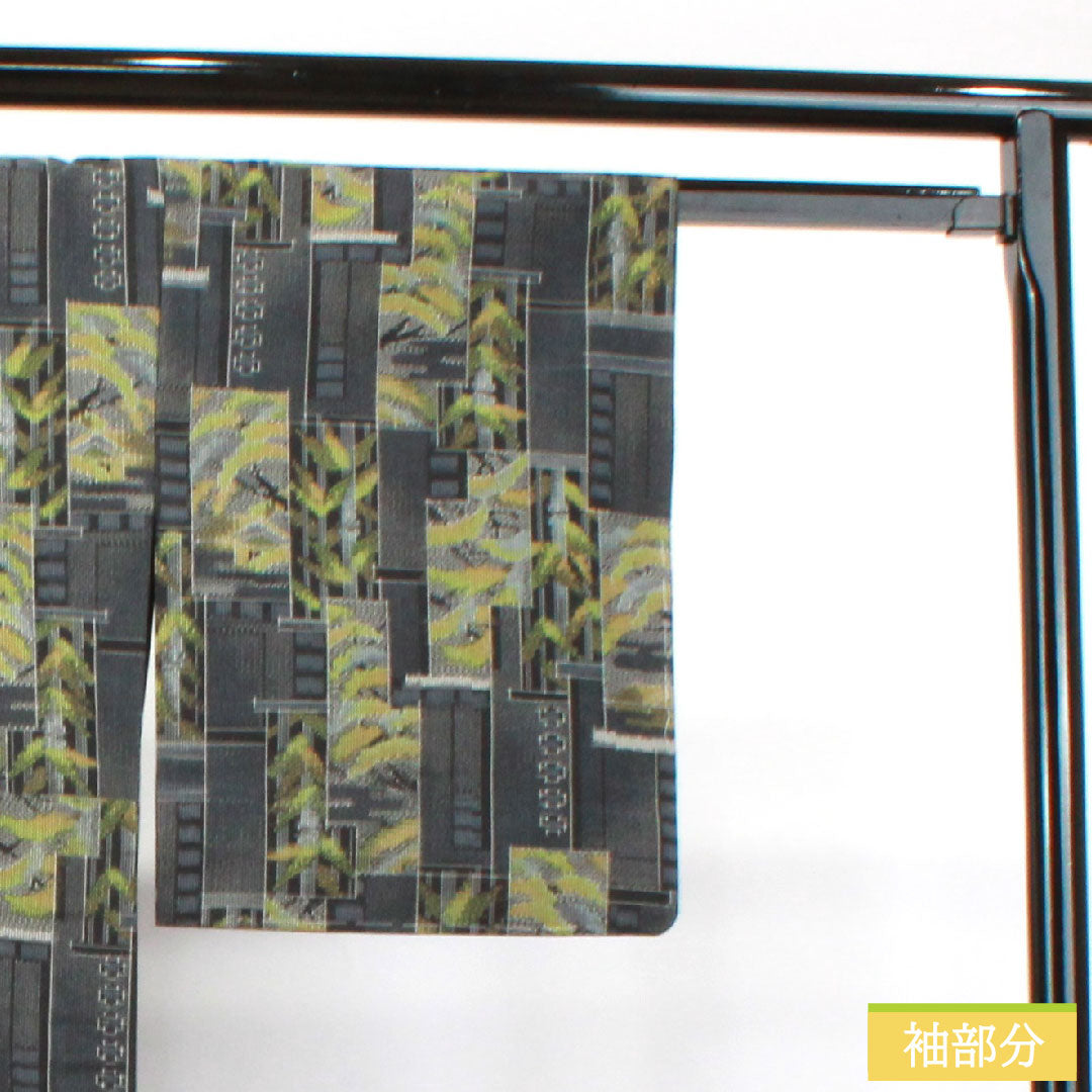 Murayama Oshima, pure silk, length 156cm, sleeve length 62cm, abstract pattern, S rank, single layer, black, 1116003142310