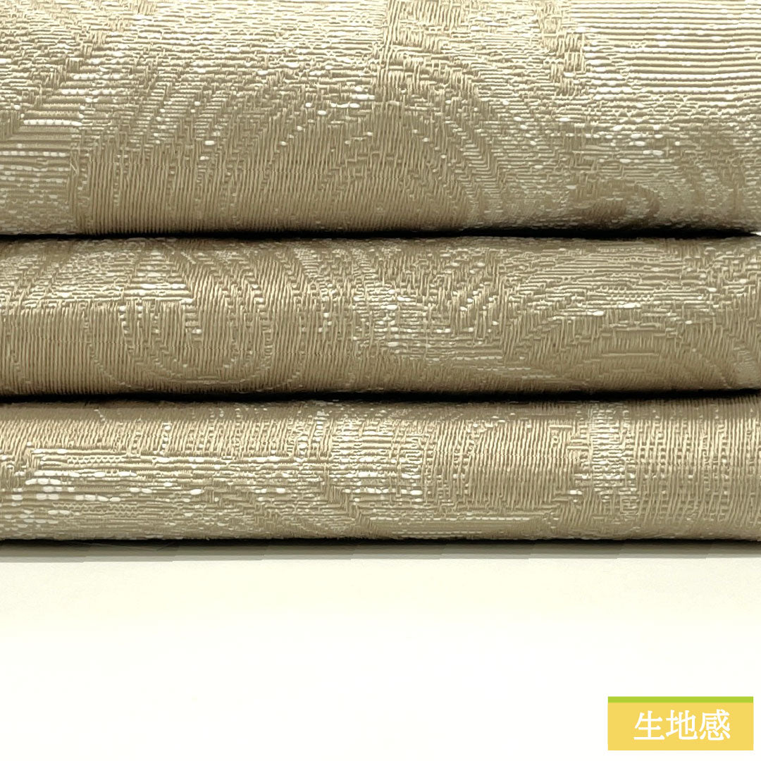 (新品)半幅帯 ポリエステル NEWランク 白橡色(しろつるばみいろ) 幾何学模様 円 抽象花模様 リバーシブル 帯丈400cm ベージュ系 1125002461425