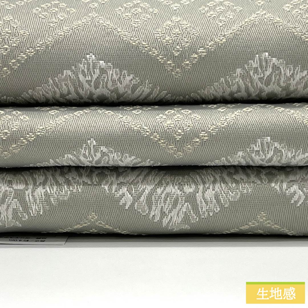 (New) Half-width obi, polyester, NEW rank, light gray (usunezuiro), kuretakerats gray (kuretakenezuiro), zigzag pattern, abstract floral pattern, reversible, obi length 400cm, gray tones, 1125002681422
