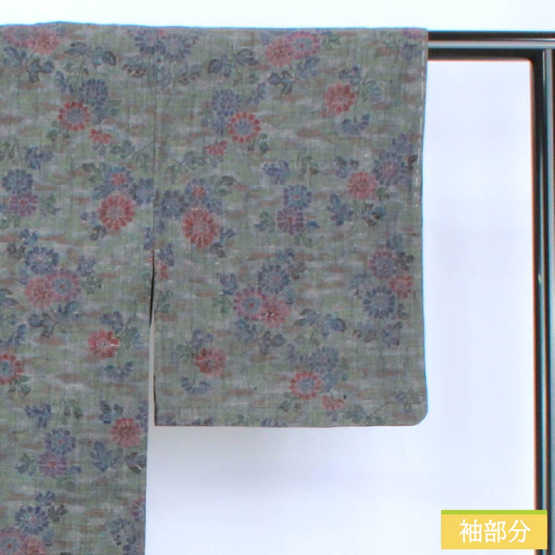 紬 正絹 Sランク 身丈158cm 裄丈63cm 草花模様 胴抜き グラデーション系 1116005072399