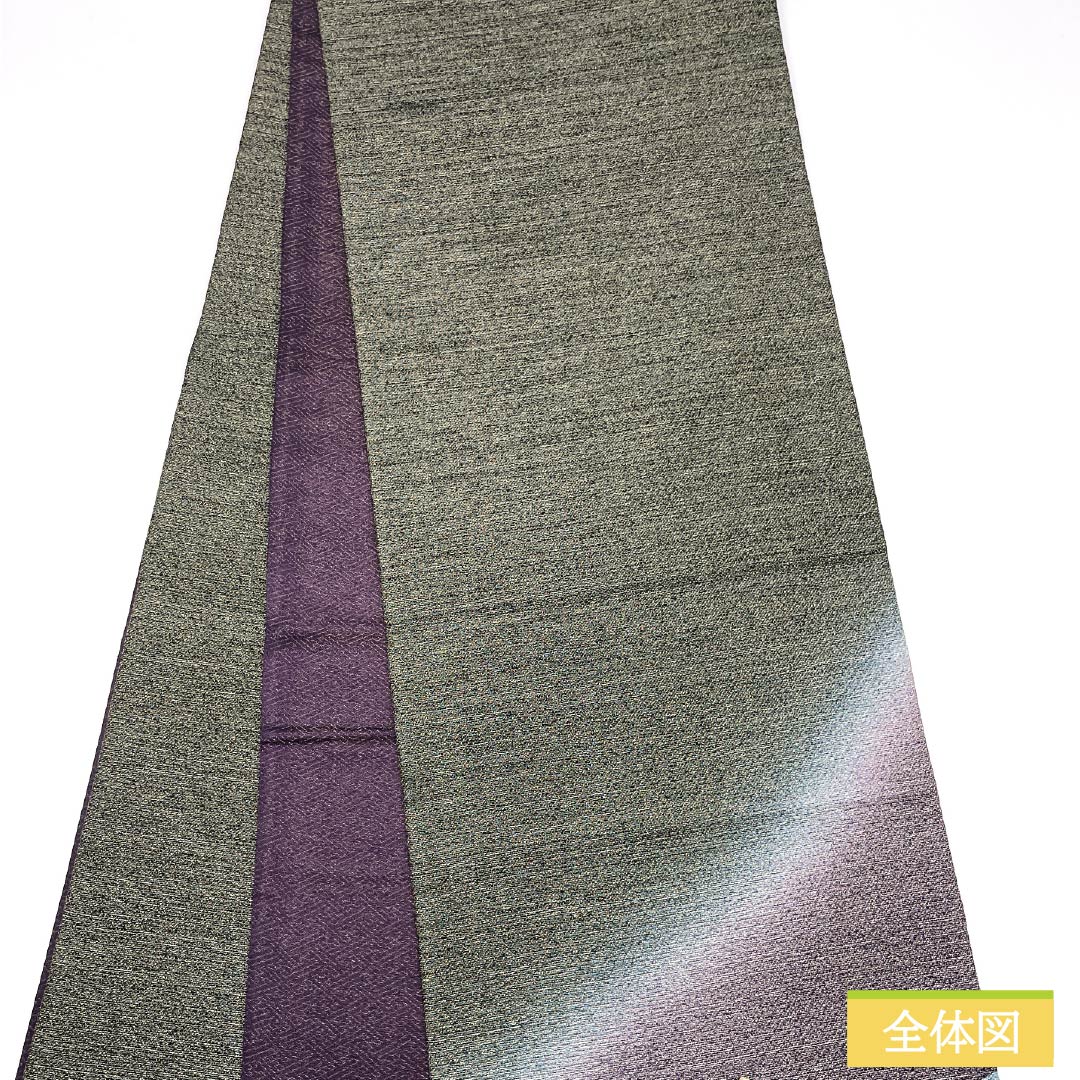 Pure silk obi in Hatobairo (dove feather) color, length 434cm, S rank, accent pattern, semi-formal, purple, 1123014812320