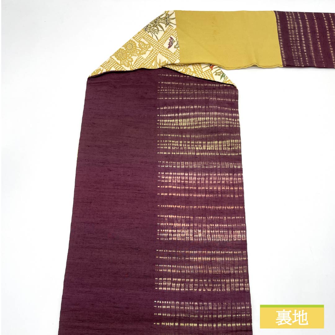Nagoya obi, gold (kanairo), artist work, Kuriyama Kobo, Japanese dyed red pattern, obi length 392cm, pure silk, A rank, six-pass, casual, beige, 1124008253425, Nagoya tailoring