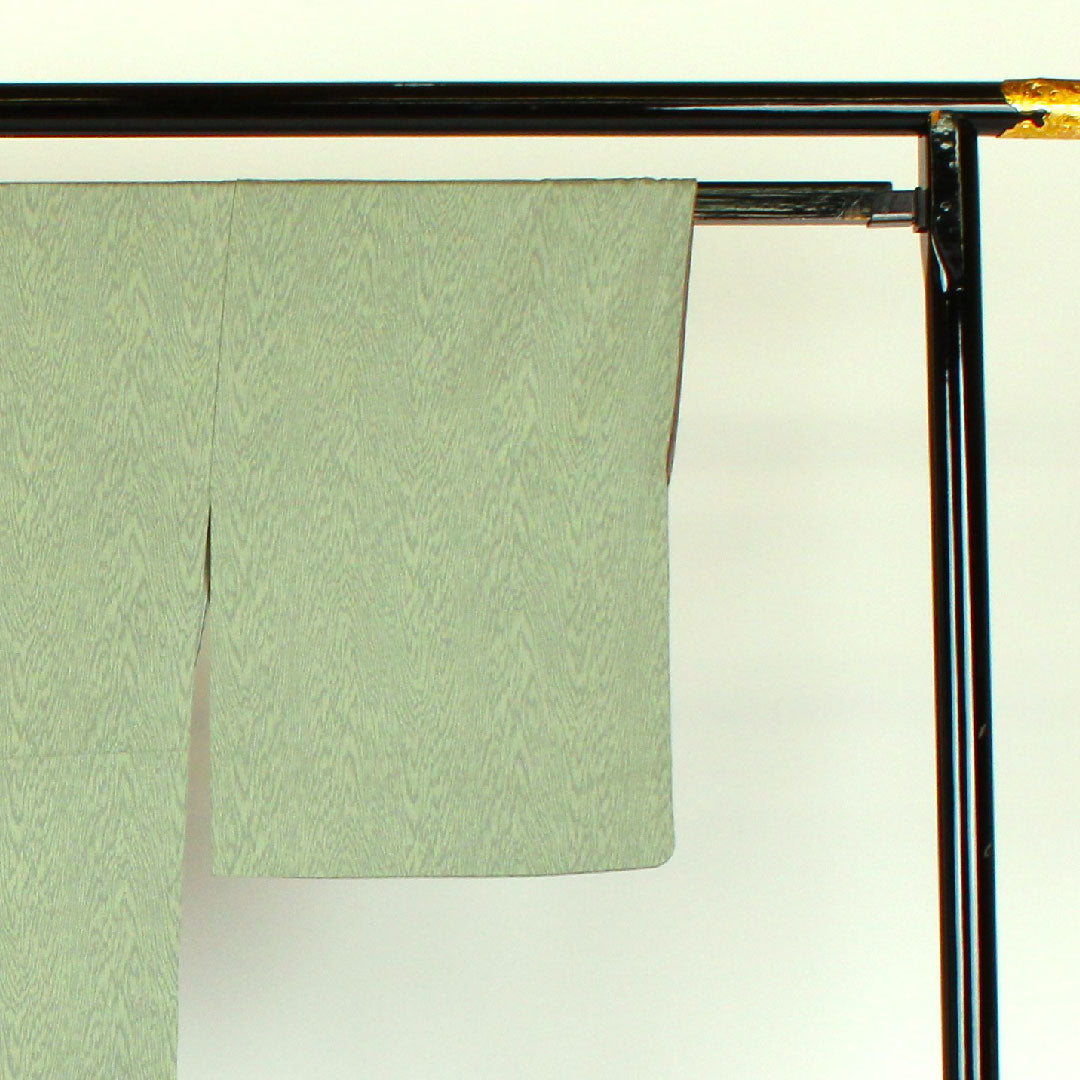 Komon, Length 160cm, Sleeve length 63cm, Awase, Geometric pattern, Pure silk, A rank, Green, 1115000233319