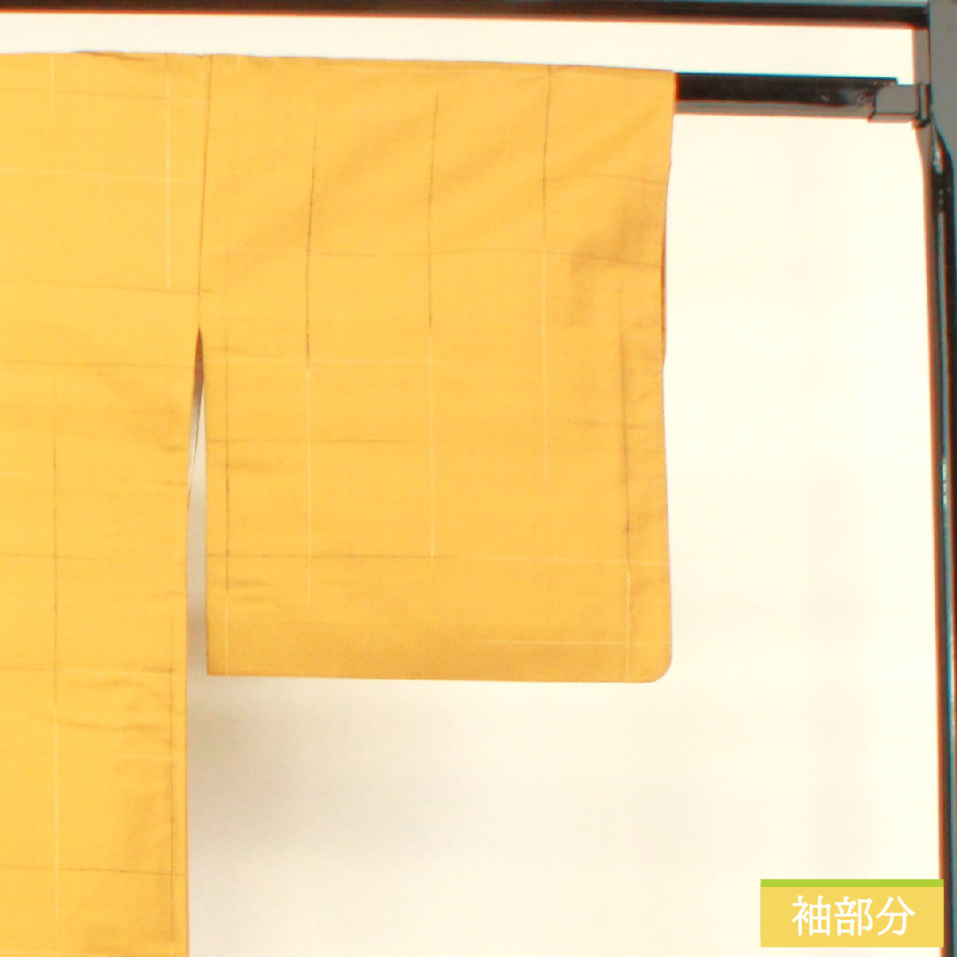 Tsumugi silk Length 151.5cm Sleeve length 63cm Fox color Check S rank Awase Brown 1116003532214