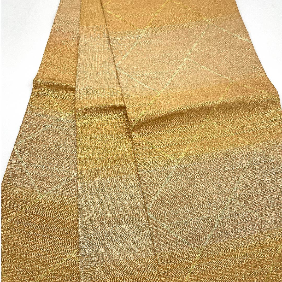 袋帯 肌色(はだいろ) 錜金綴錦 名物聚文大桧垣 桝屋高尾 帯丈440cm 正絹 Sランク 六通 フォーマル グラデーション系 1123006782399