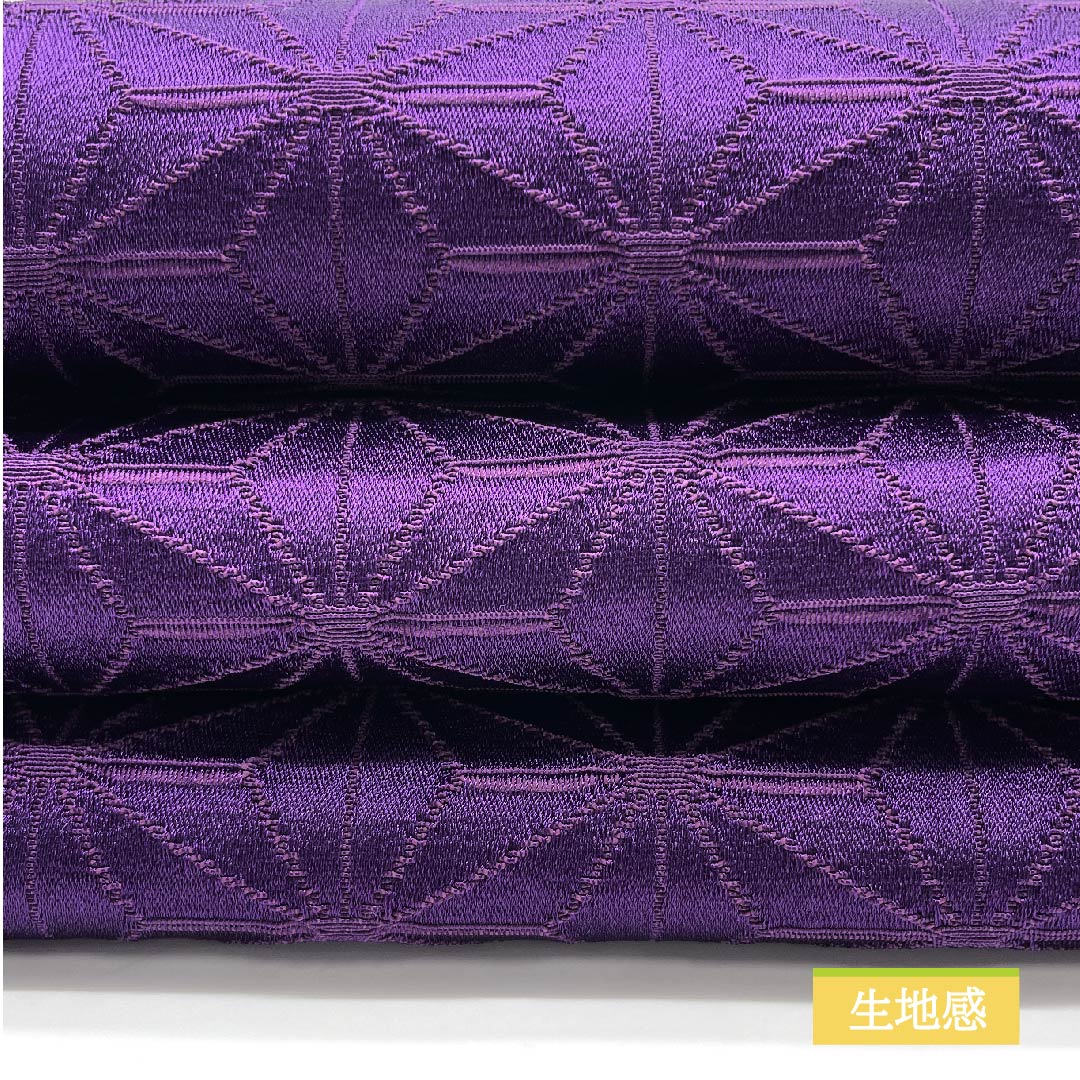 【Unstitched】Half-width Obi, Polyester, S Rank, Purplish Red, Reversible, White, Asanoha Pattern, Classic Pattern, Geometric Pattern, Obi Length 344cm, Purple Tone, 1125000982320