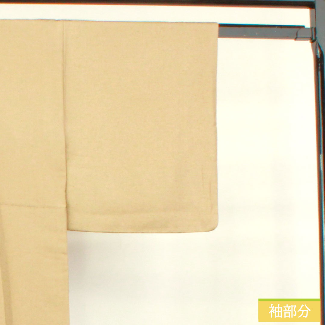 Plain color, pure silk, length 159cm, sleeve length 64cm, flaxen (sweet), Matsuo Korin, pongee fabric, lined, S rank, beige, 1114001282325