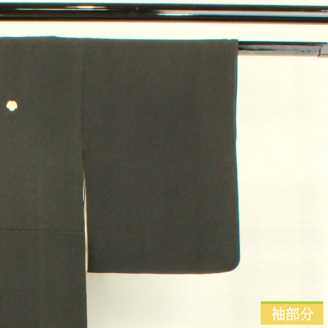 Black formal kimono, pure silk, length 156.5cm, sleeve length 61.5cm, lined, wave, hidden placket, five crests, ivy, A rank, black, 1111001373310