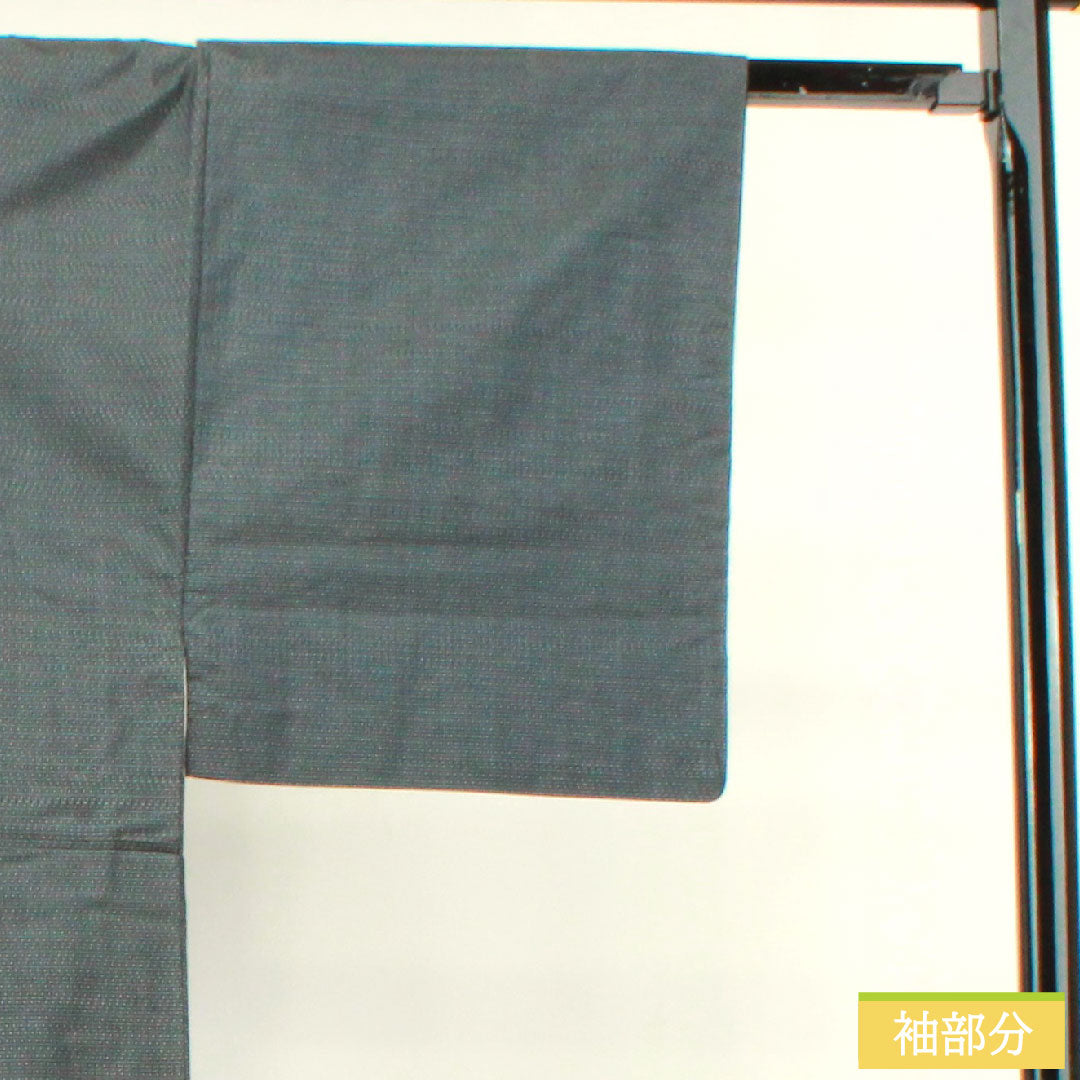 Men's pure silk, length 133cm, sleeve length 67.5cm, Oshima Tsumugi, geometric pattern, A rank, lined, navy blue, 1119000773318