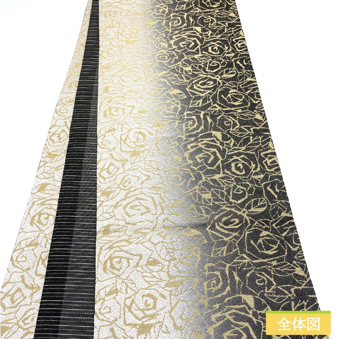 Fukuro Obi, Pure Silk, Gold Leaf, Rose, Length 455cm, S Rank, Full Length, Formal, Monotone, 1123013342427