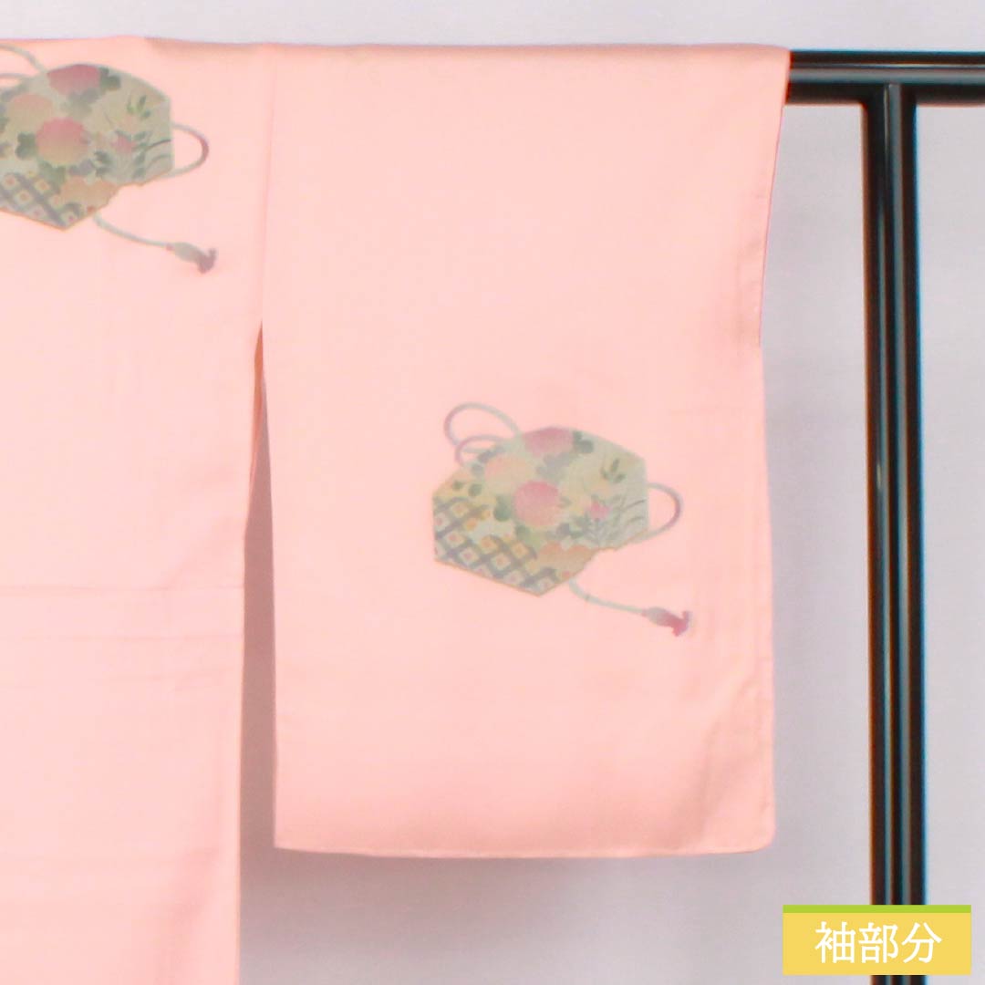 Visiting Kimono (Homongi) - Pure Silk, S-Rank, Lined, Length 167.5cm, Sleeve Length 68cm, Dawn Blue (Akebono-iro), Gold-Embossed, Stacked Box with Basting Thread, Pink, Product Number: 1112006372513