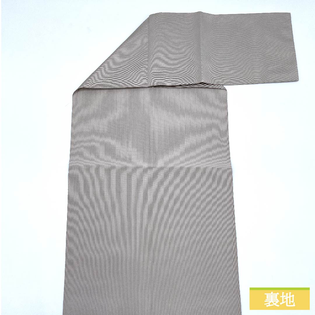 Nagoya obi, grayish white, bamboo, curtain flower, obi length 370cm, pure silk, S rank, point pattern, casual, gray, 1124006422322, pine needle style