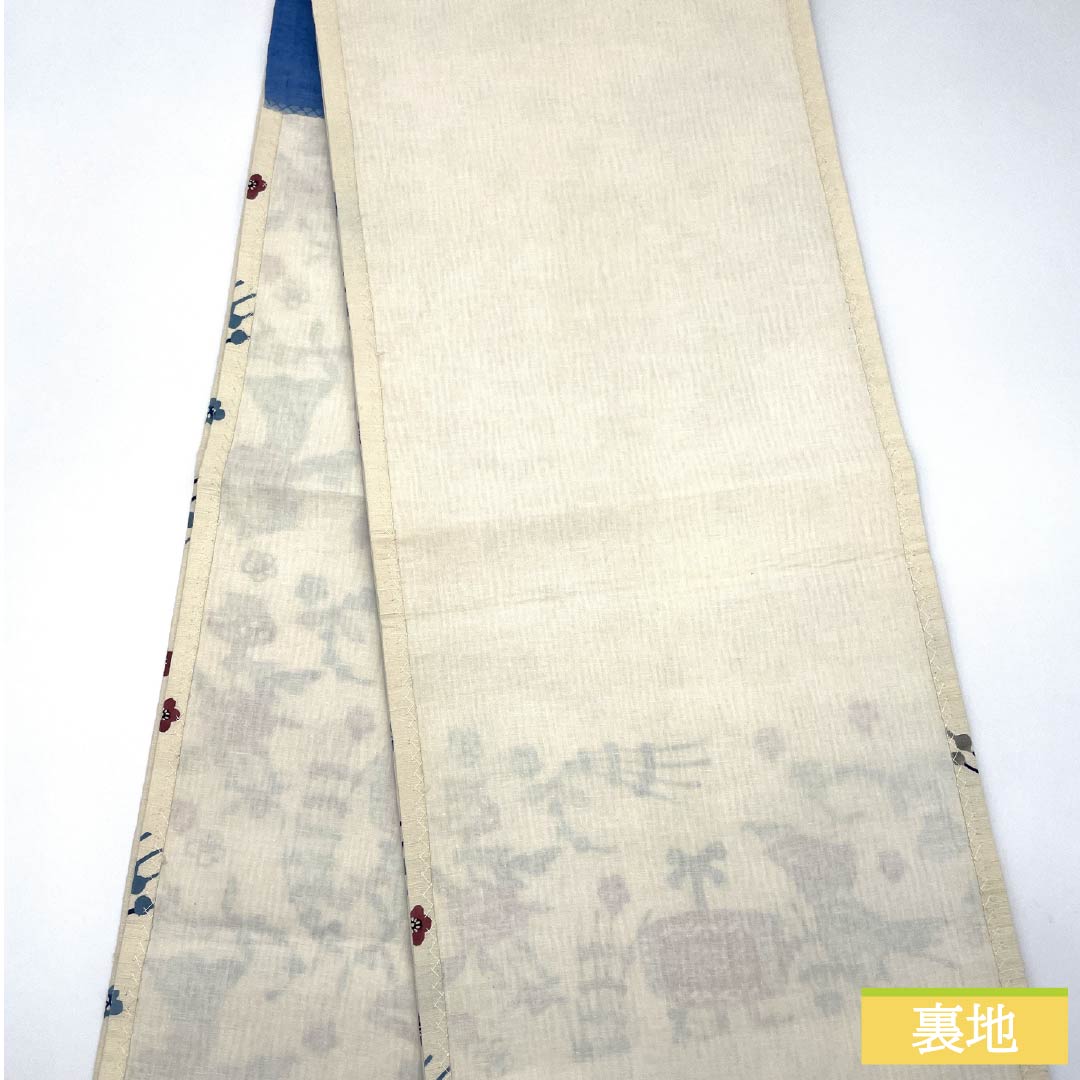 Nagoya Obi, Pure Silk, Grade B, Natural Color (Kinari-iro), Stencil Dyed, Bingata Style, Perfect for Performance, Length 366cm, Six-fold, Casual, Cream-colored, Open-fitting, Product Number 1124010534315