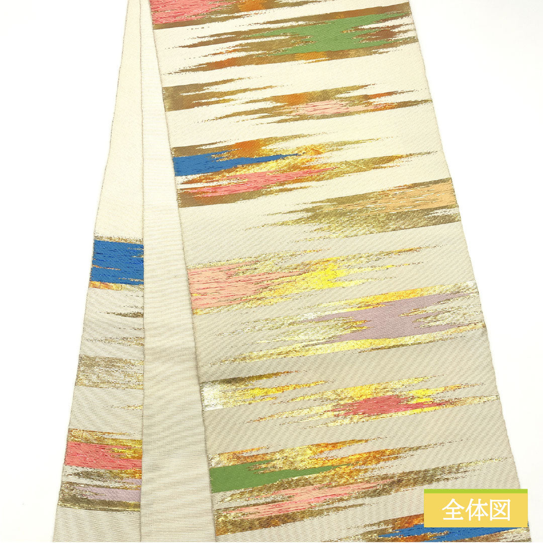 Fukuro Obi (sash), pure silk, A-rank, Nishijin-ori (woven fabric), Reimei Manzan, by Tamaki Bijutsu Orimono, 420cm long, six-pass, semi-formal, white, 1123016523311