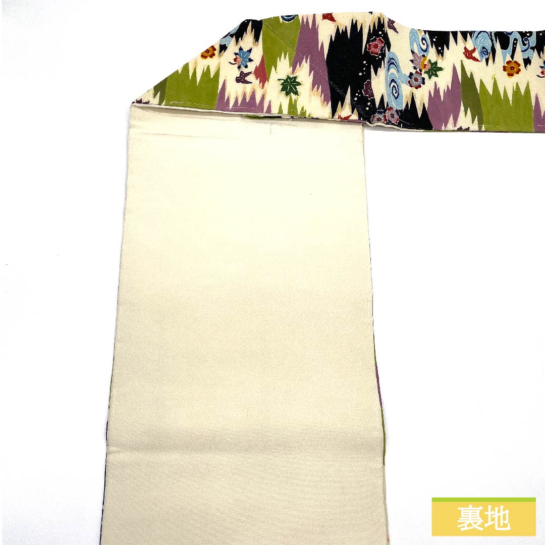 Nagoya obi, natural color, Kanze Ryusui pattern, floral pattern, obi length 340cm, pure silk, S rank, full length, casual, cream color, 1124006502315, Nagoya style