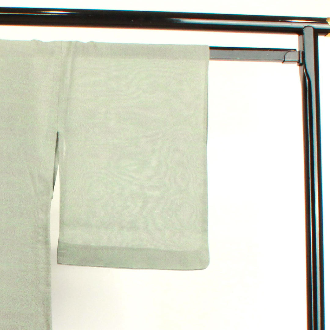 Summer pure silk tsumugi Length 159cm Sleeve length 62cm White-green color Geometric pattern Gauze S rank Green 1132001772319