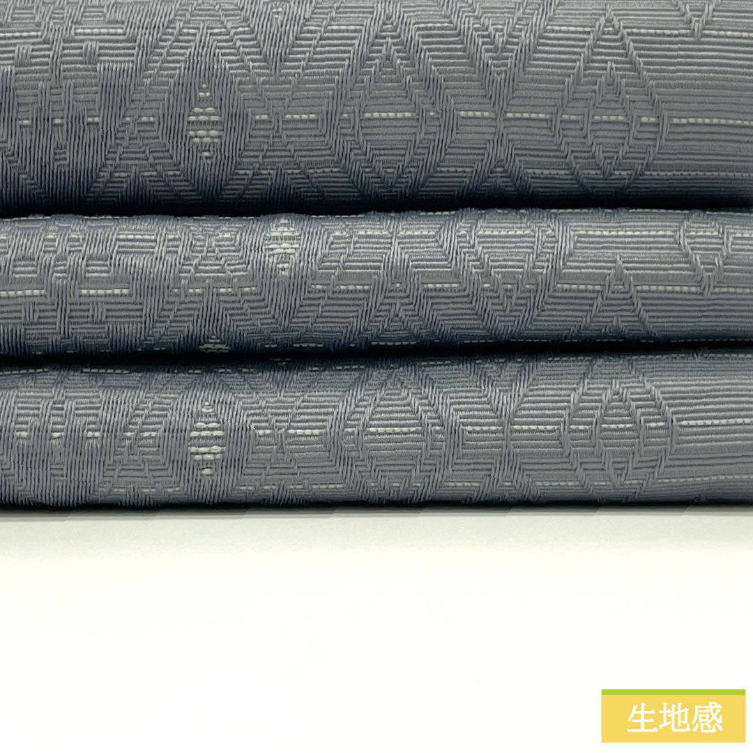 (新品)半幅帯 ポリエステル NEWランク 燻銀色(いぶしぎんいろ) 藍碧色(らんぺきいろ) 菱型 花柄 リバーシブル 帯丈400cm グレー系 1125002481422