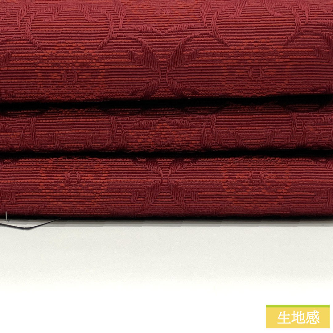 (新品)半幅帯 ポリエステル NEWランク 赤色 黒色 抽象花模様 リバーシブル 帯丈400cm 赤系 1125002431412