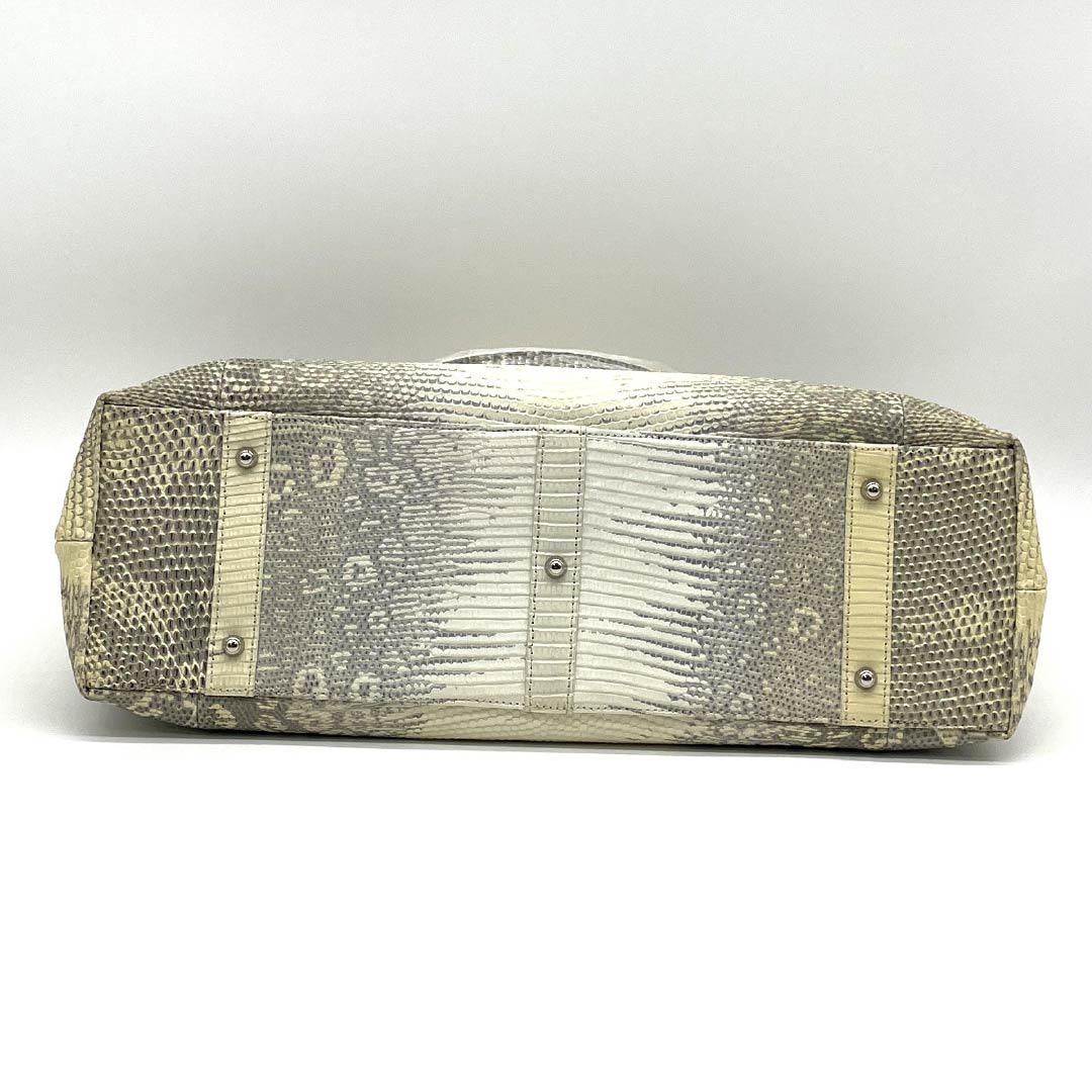 (Like New) Western-style Lizard Bag, A-Rank, Like New, Naturaling Mark Lizard, Yellow, 119700039323