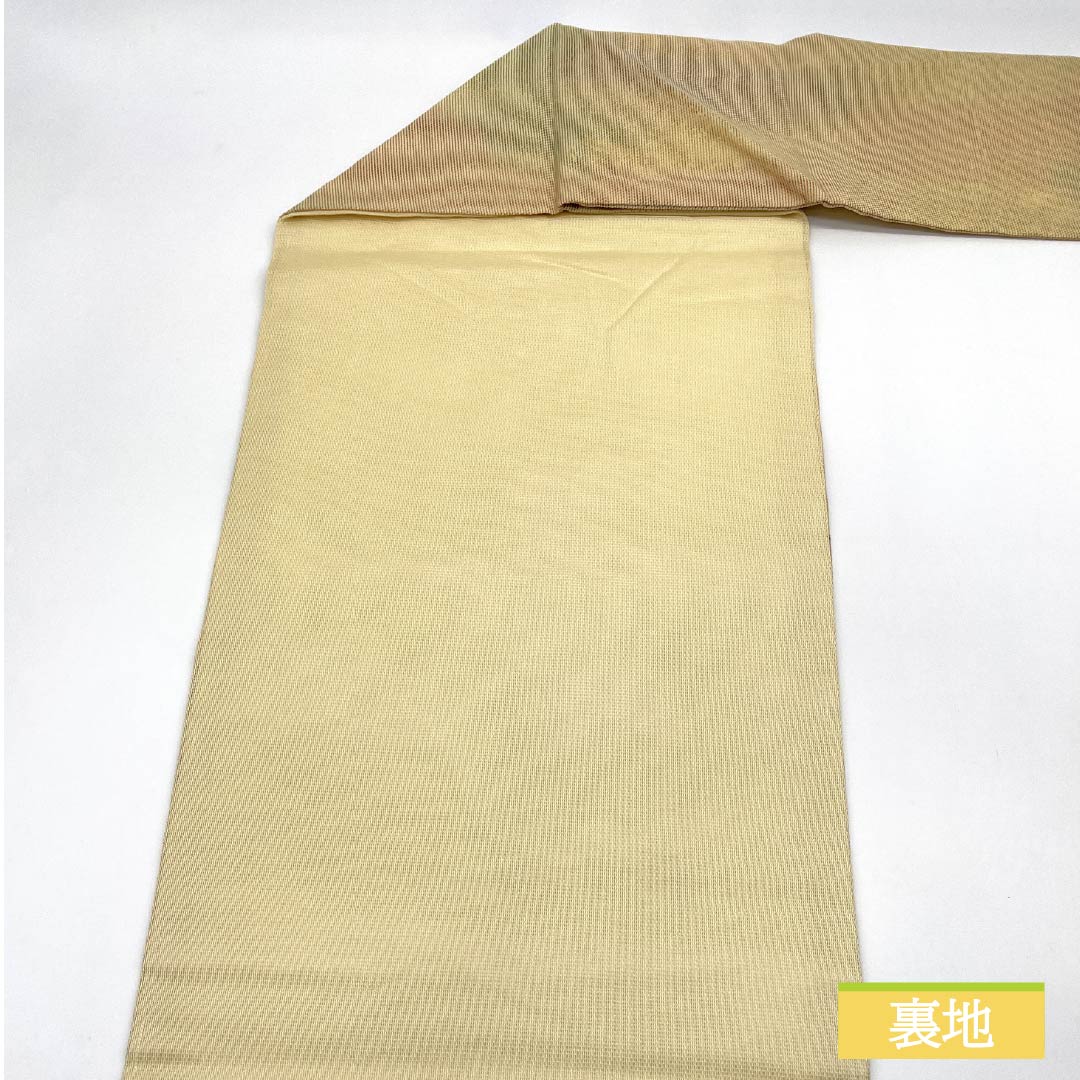 Nagoya Obi, Pure Silk, Summer Obi with Dried Foil and Embroidered Bellflower Design, Length 355cm, S-Rank, Semi-Formal, Gradient Pattern, 1124008682399, Nagoya Style