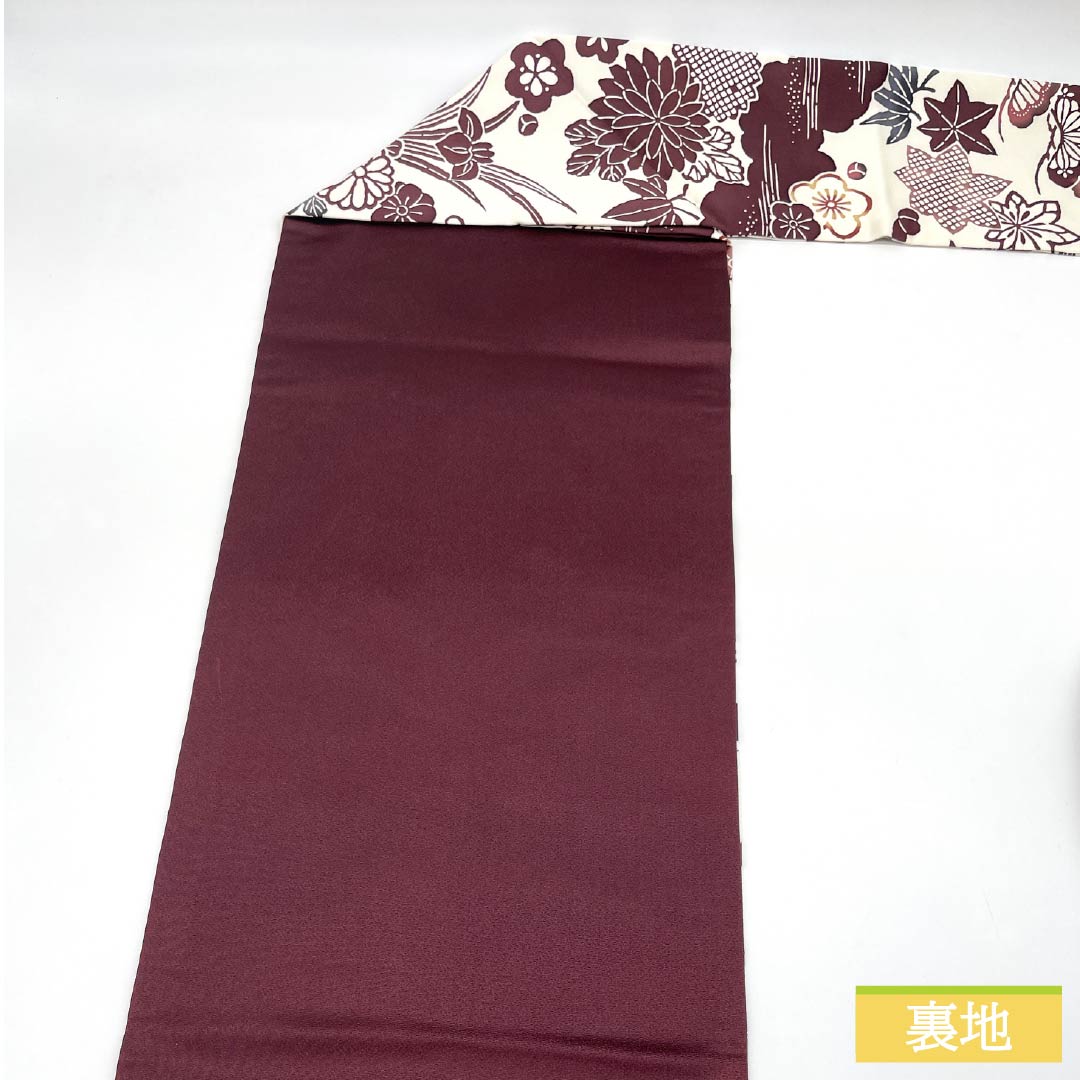Nagoya obi, milky white, Kyoto Bingata, Bingata-style pattern, plum blossom, obi length 360cm, pure silk, S rank, full length, casual, white, 1124006542311, Nagoya style