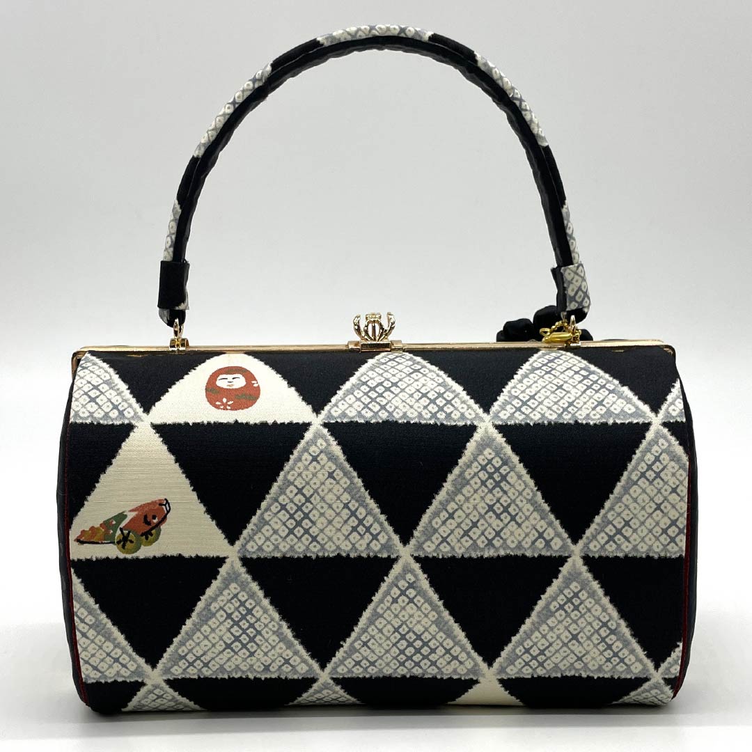 Japanese style bag, casual, black, scales, daruma, windmill, black, new rank, 113900034110