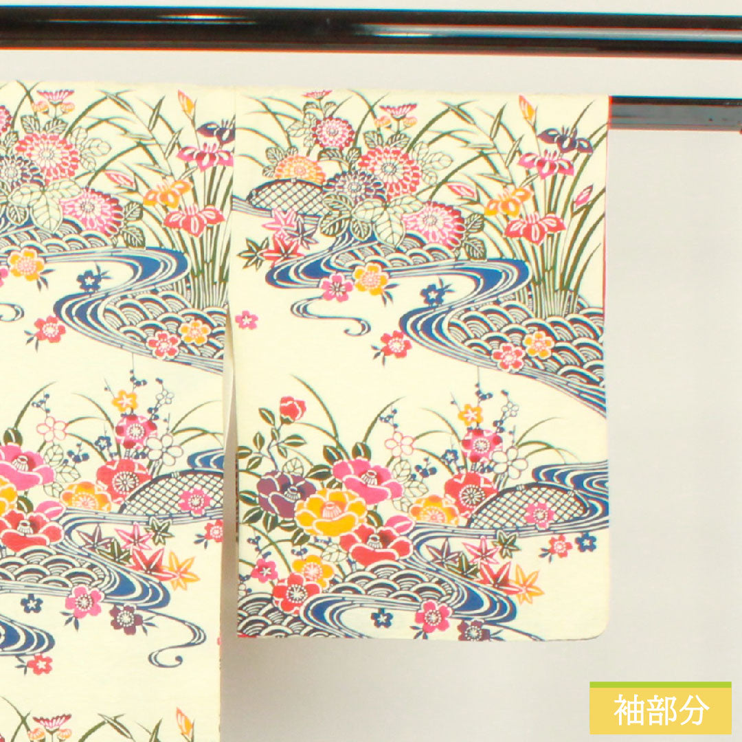 Komon, pure silk, length 166.5cm, sleeve length 65.5cm, lined, milky white, Kyoto Bingata, auspicious motif, S rank, white, 1115004412511