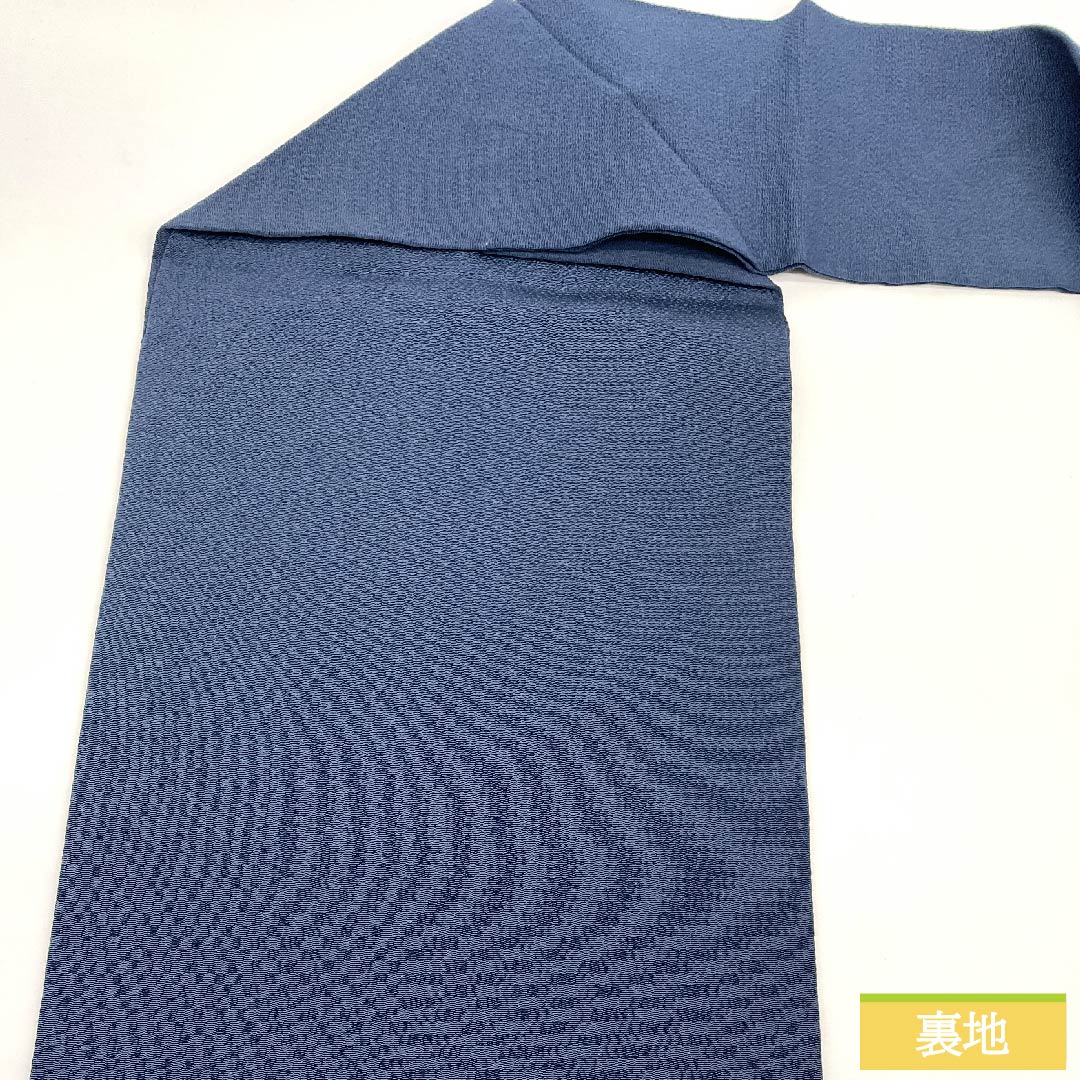 名古屋帯 濃藍色(こいあいいろ)竹 帯丈401cm 正絹 Sランク ポイント柄 カジュアル 紺系 1124006082318 名古屋仕立て