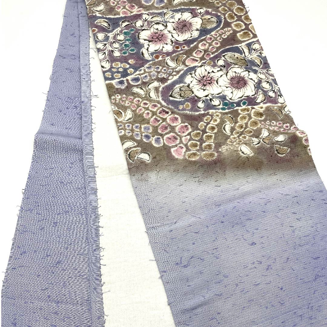 Nagoya obi, light wisteria, Tsujigahana, Hige Tsumugi, obi length 362cm, pure silk, A rank, point pattern, casual, purple, 1124003233320, open style
