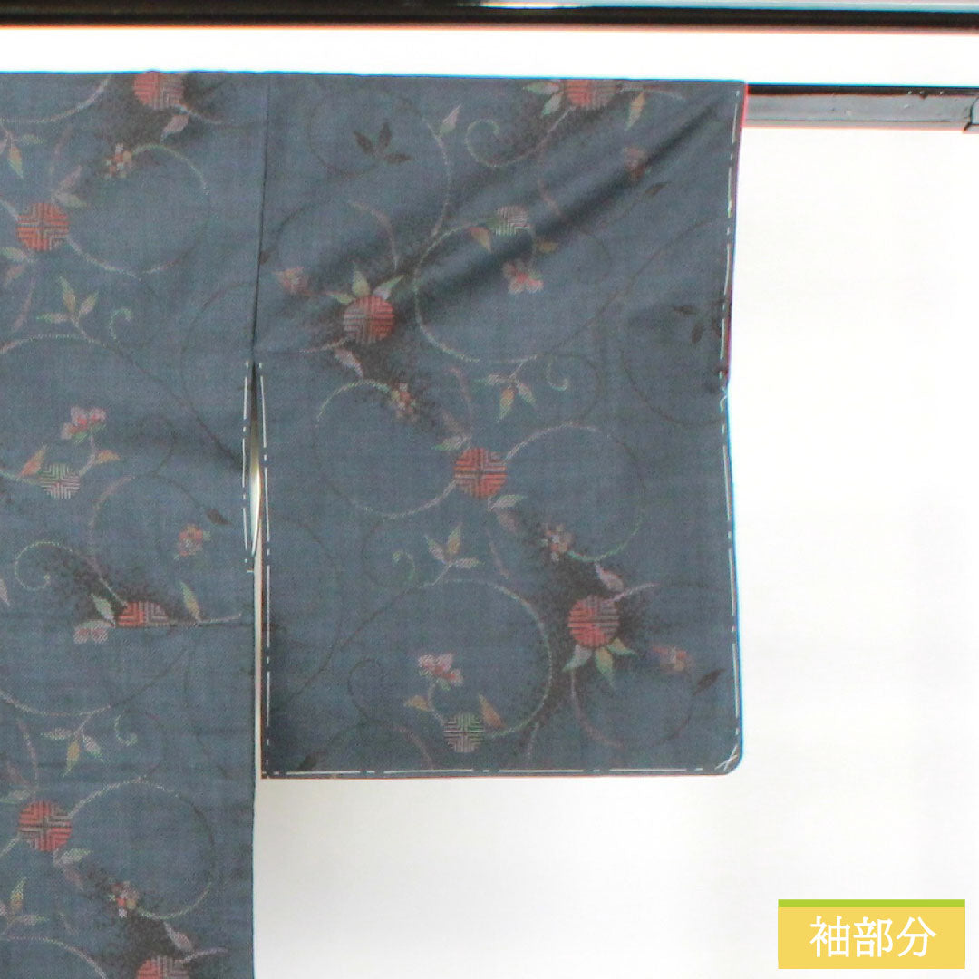 Silk pongee, Length 159.5cm, Sleeve length 64.5cm, Oshima pongee, 7 marks, Matsu, with basting thread, S rank, lined, navy blue, 1116003612318