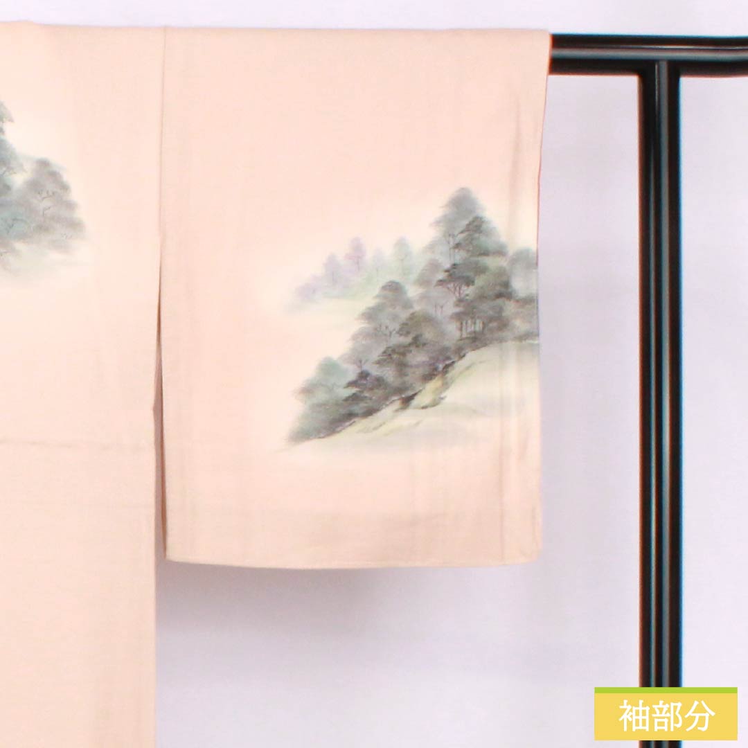 訪問着 正絹 Sランク 袷 身丈161cm 裄丈65.5cm 乙女色(おとめいろ) 京友禅 作家物 金閣寺 風景画 しつけ糸付き ピンク系 1112007172413