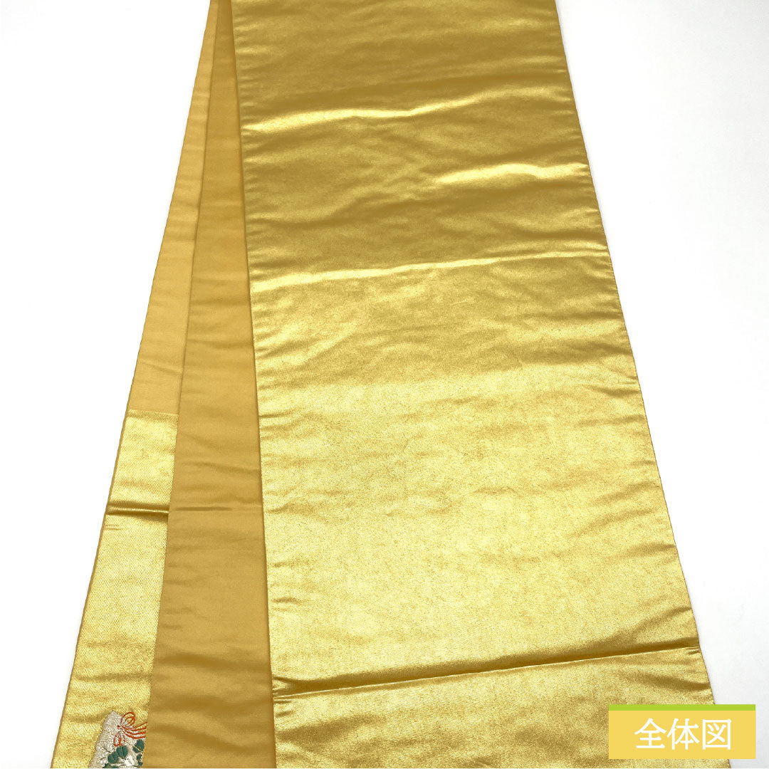 Nishijin-ori silk obi (sash), A-rank, with a folding screen and fan design, length 434cm, accent pattern, gold accents, formal wear, product number 1123017213321