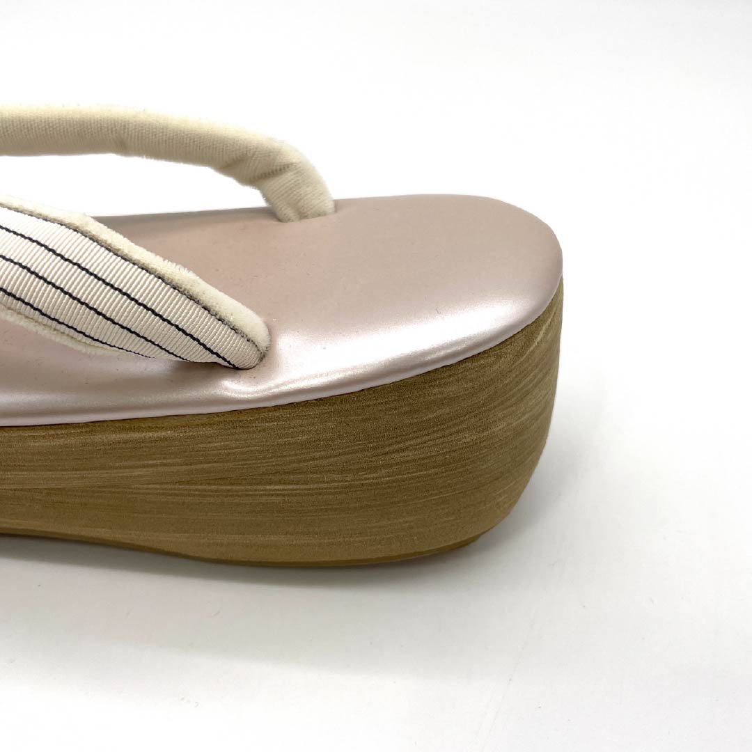 (Like New) Seinosuke Zori Sandals, Synthetic Leather, New Condition, Casual, Striped, EVA, Length 23cm, Size M, Pink, Item Number 1122001391313