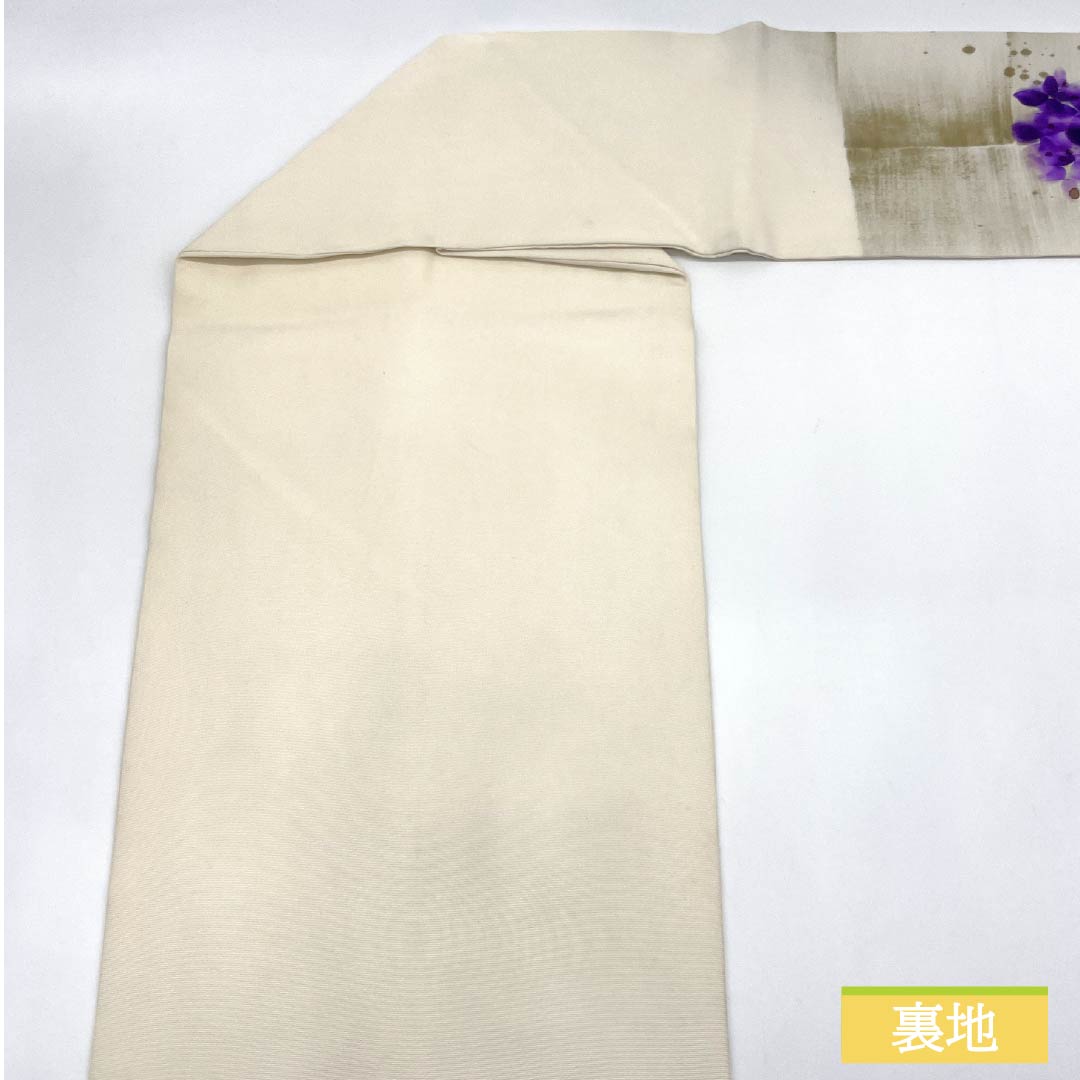 Nagoya obi, off-white (kinari-iro), dyed obi, artist's work, hydrangea, obi length 345cm, pure silk, A rank, point pattern, casual, cream color, 1124007003315, Nagoya tailoring