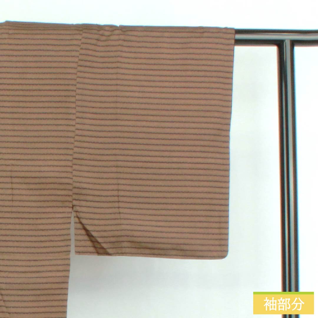 男物 正絹 Sランク 身丈145cm 裄丈63.5cm 土色(つちいろ) 幾何学模様 袷 茶系 1119000952414