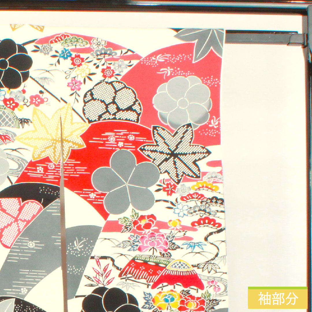 Furisode, pure silk, length 167.5cm, sleeve length 69cm, lined, Kyoto Bingata, auspicious motif, Hajik processing, A rank, white, 1113002103511