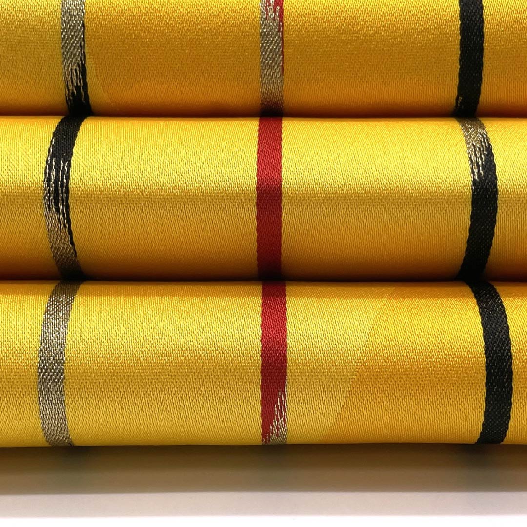 Half-width obi, polyester, sunflower-colored, striped, yellow, S rank, 356cm long, for yukata (summer kimono), product number 1125002002323