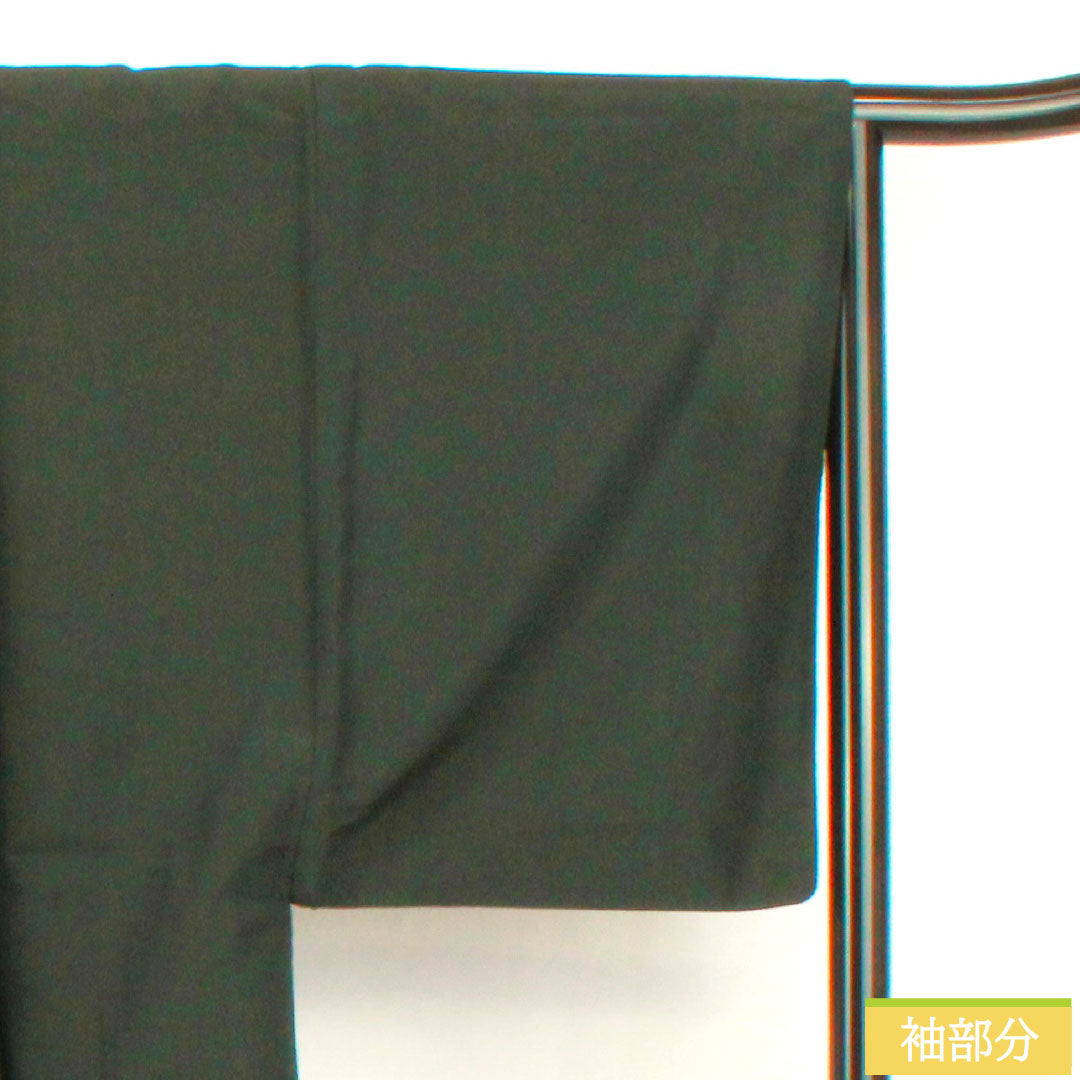 Men's silk S-rank kimono, length 88cm, sleeve length 66cm, rusty iron color (sabi-tui), green tsumugi fabric, product number 1119001642119