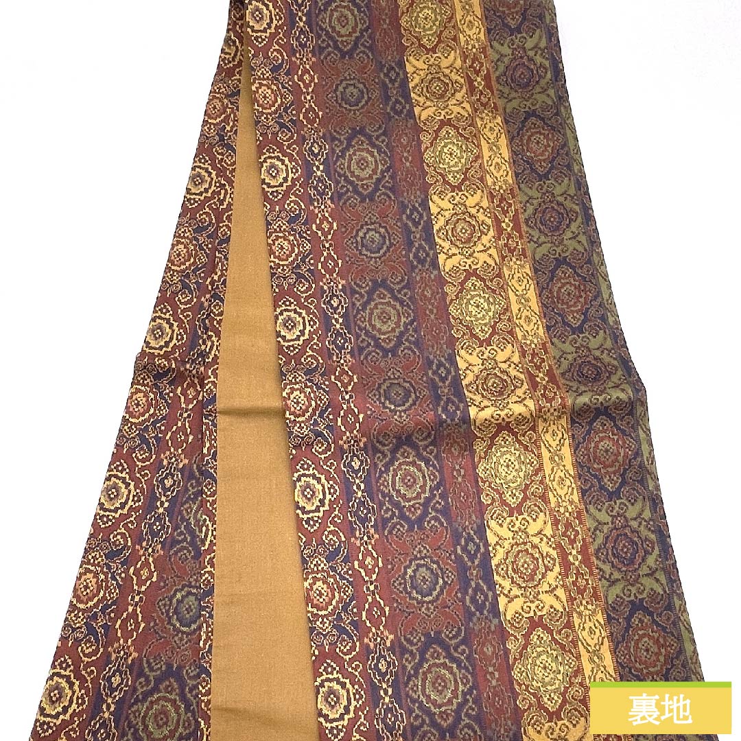 Nagoya obi, azuki bean brown, Shoba weave, classic pattern, Shosoin pattern, obi length 358cm, pure silk, S rank, full length, casual, brown, 1124005322314, open style