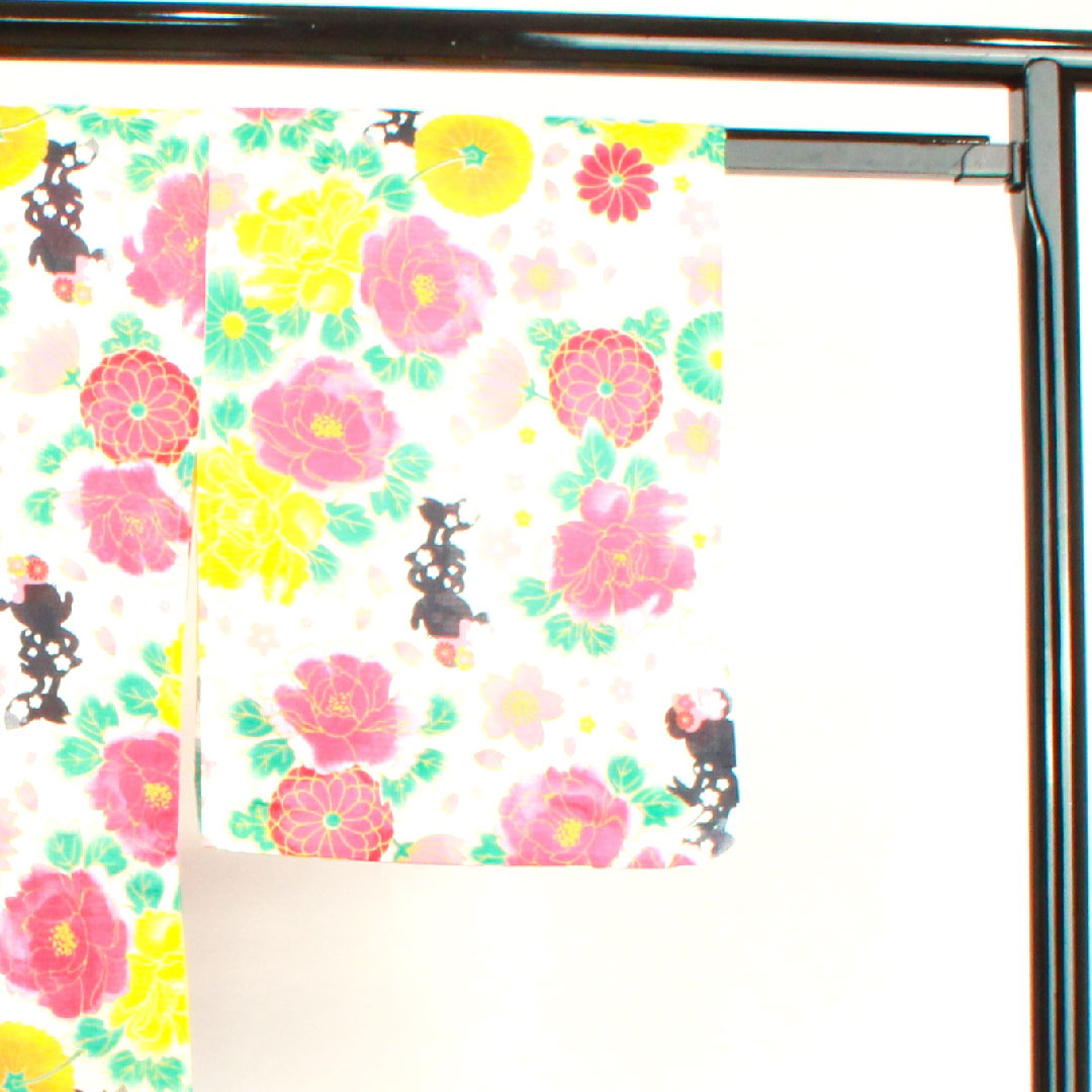 Yukata Disney Minnie Mouse Peony Cherry Blossom Chrysanthemum Cotton S Rank Single Layer Length 162cm Sleeve Length 65.5cm White 1118003902411