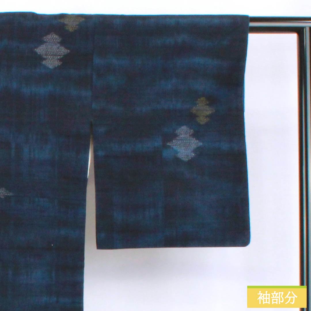 Tsumugi Silk S Rank Length 159cm Sleeve Length 65cm Mawata Tsumugi Matsukawa-bishi Awashe Navy 1116004902318